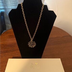 Coach 16 inchElegant Gold Necklace with Coach Floral Pendant